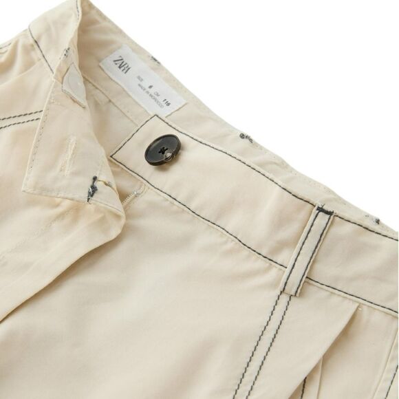 ZARA Kids | Butter | TOPSTITCHED POPLIN PANTS - Picture 4 of 8